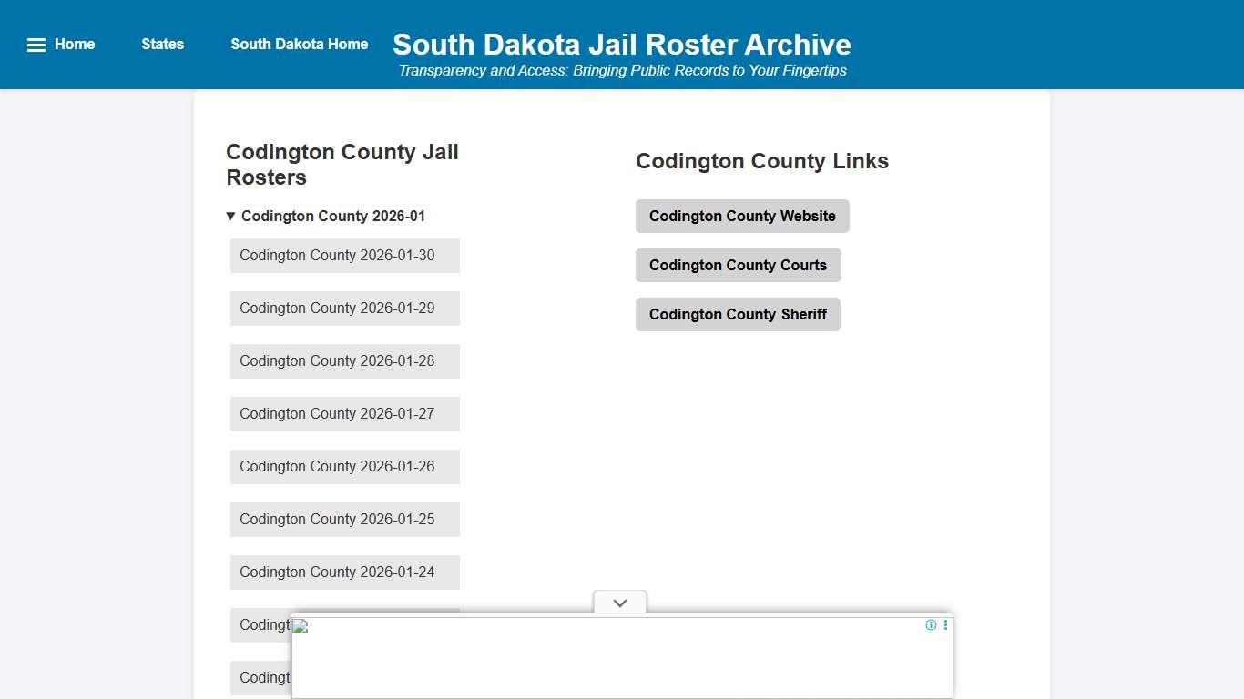 Codington County - South Dakota Jail Rosters
